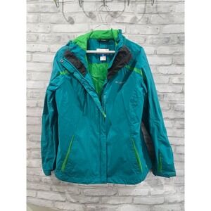 Columbia Jacket Womens XL Green Teal Arcadia Omni Tech Hooded Rain Waterproof